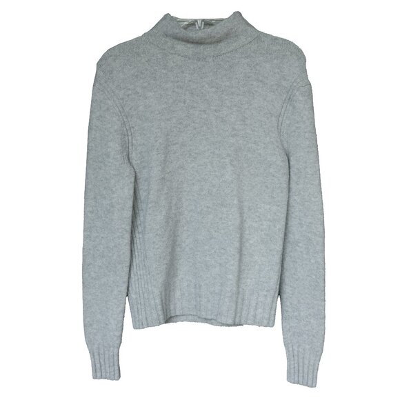 J. Crew Turtleneck Sweater Grey Alpaca Mock Neck Minimal Wool Blend Point Sur - Picture 2 of 11